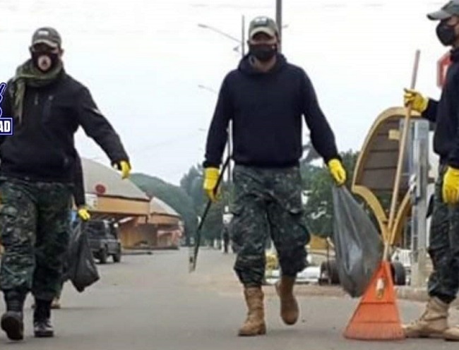 Paraguay: Militares hacen trabajo de municipio y limpian calles de PJC