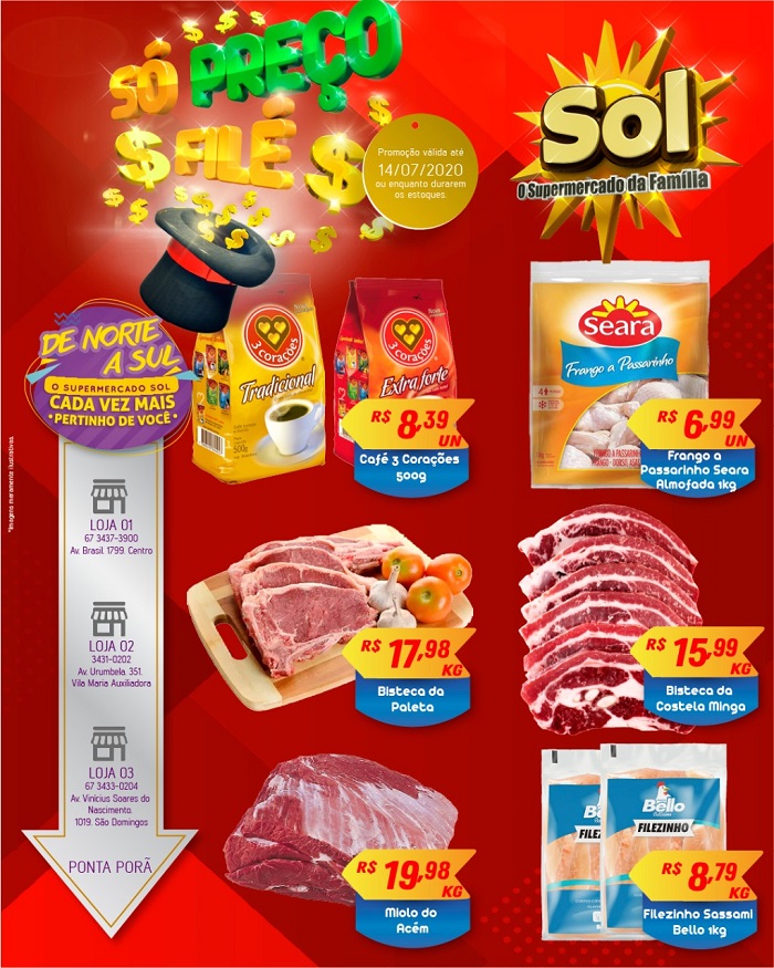 Supermercado Sol e as ofertas para terça so preço filé