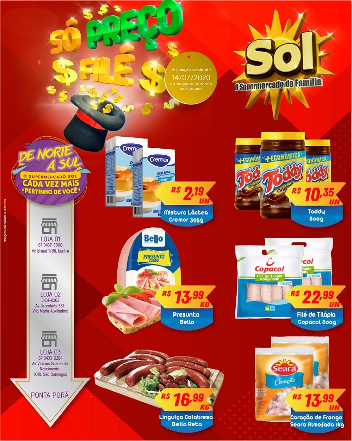 Supermercado Sol e as ofertas para terça so preço filé