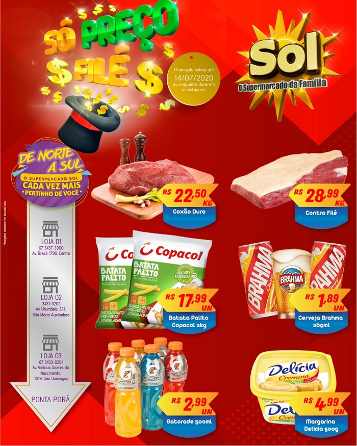 Supermercado Sol e as ofertas para terça so preço filé