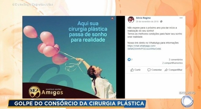 Mulher perde R$ 15 mil no golpe do consórcio da cirurgia plástica Mulher perde R$ 15 mil no golpe do consórcio da cirurgia plástica