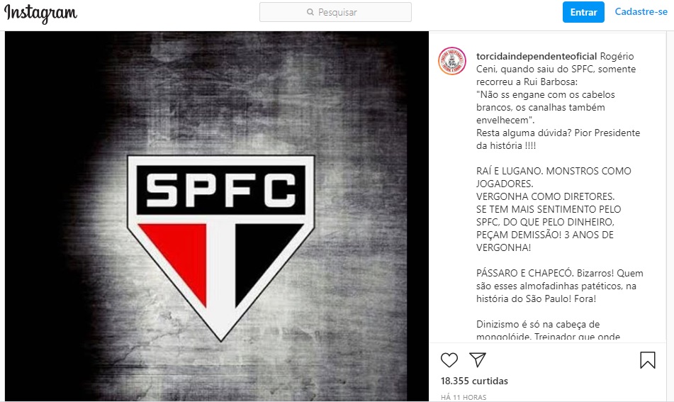 Organizada do São Paulo critica Diniz e Daniel Alves após eliminação Organizada do São Paulo critica Diniz e Daniel Alves após eliminação