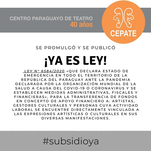 Fue promulgado el “Pytyvõ artístico” y se debe reglamentar para setiembre Fue promulgado el “Pytyvõ artístico” y se debe reglamentar para setiembre