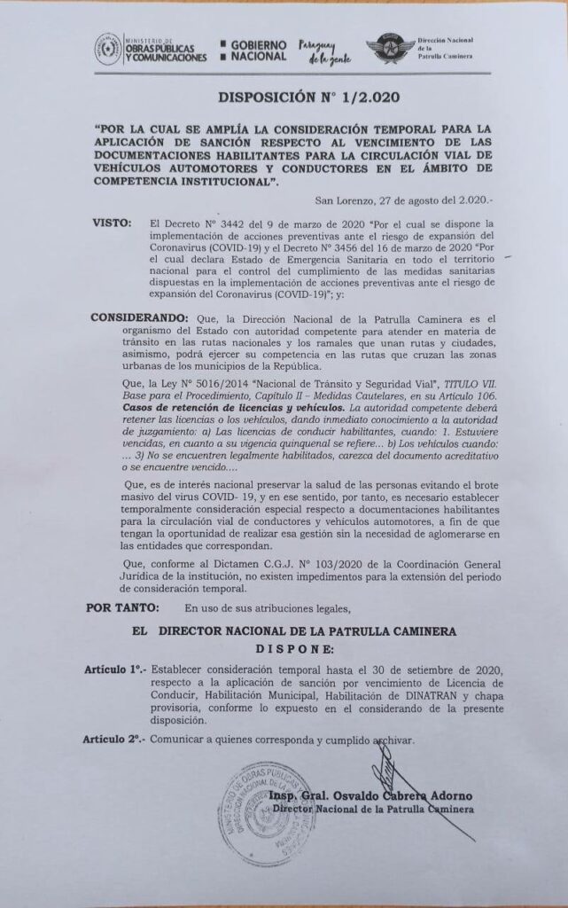 No multarán hasta el 30 de septiembre a conductores con documentos vencidos No multarán hasta el 30 de septiembre a conductores con documentos vencidos