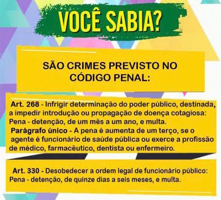 Infectados pelo covid que não cumpriram isolamento vão responder criminalmente