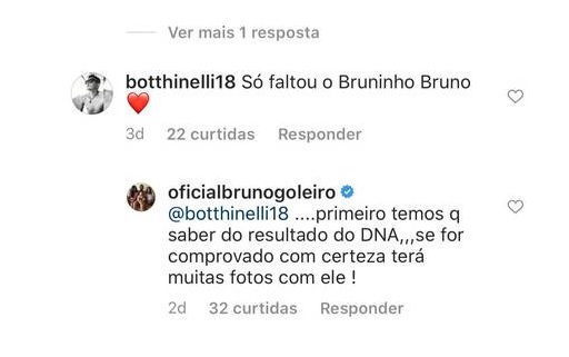 Goleiro Bruno sobre filho com Eliza: 'Temos que ver resultado do DNA' Goleiro Bruno sobre filho com Eliza: 'Temos que ver resultado do DNA'