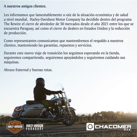 Harley-Davidson dejará Paraguay en los próximos meses