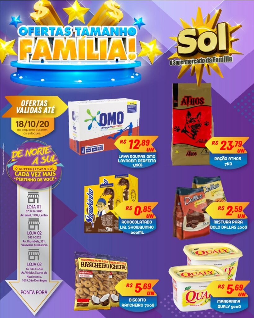 Supermercado Sol e as ofertas tamanho família