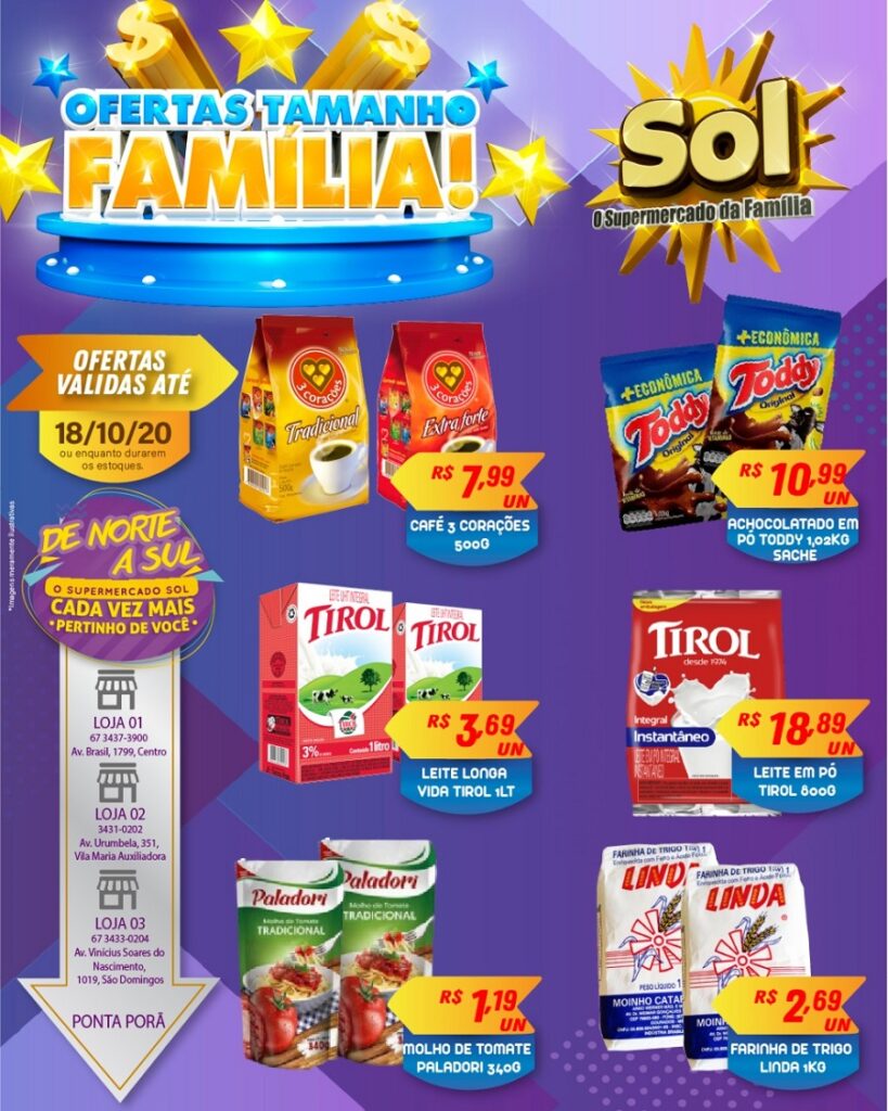Supermercado Sol e as ofertas tamanho família
