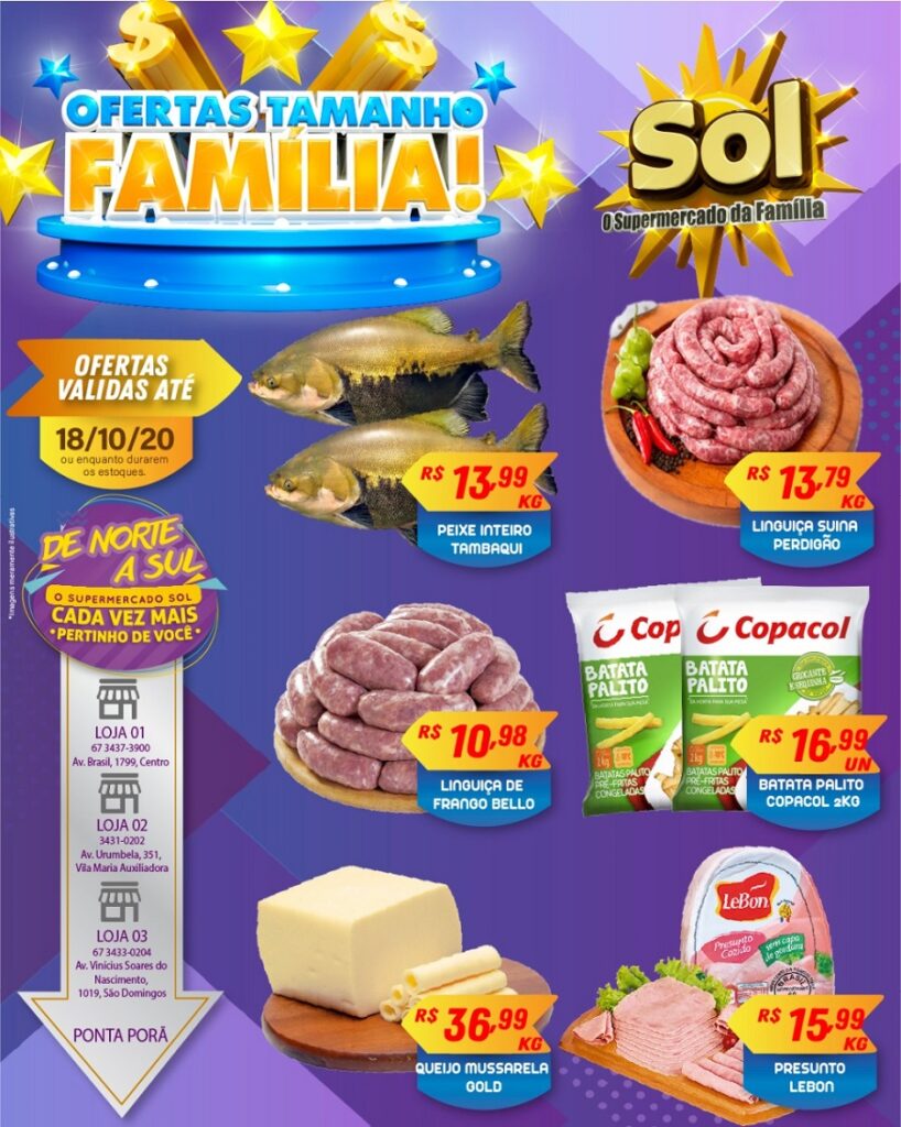 Supermercado Sol e as ofertas tamanho família