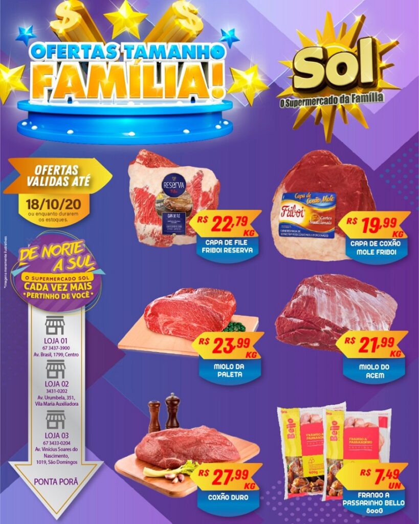 Supermercado Sol e as ofertas tamanho família