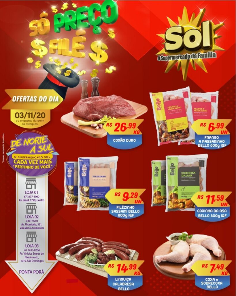 Supermercado Sol e as ofertas para terça só preços filé