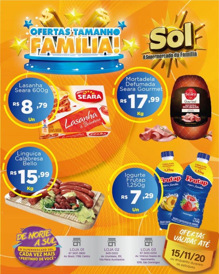 Supermercado Sol e as ofertas tamanho família
