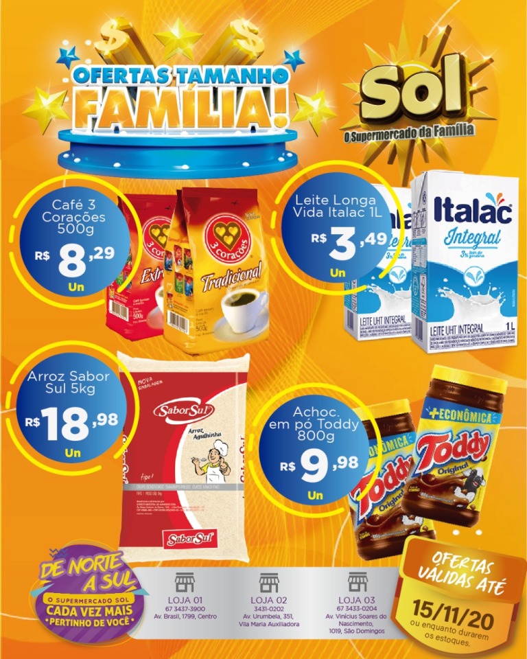 Supermercado Sol e as ofertas tamanho família