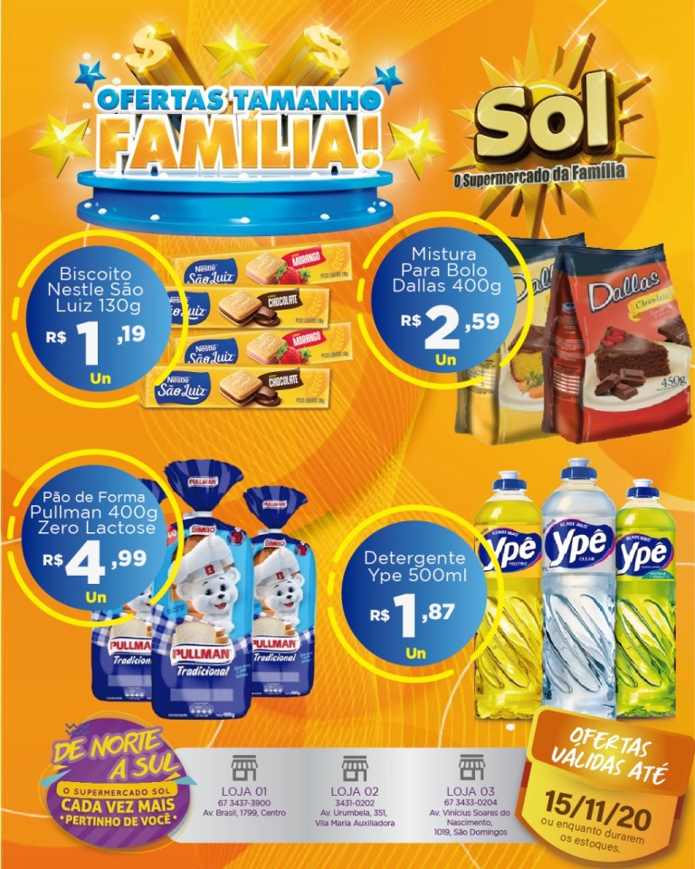 Supermercado Sol e as ofertas tamanho família