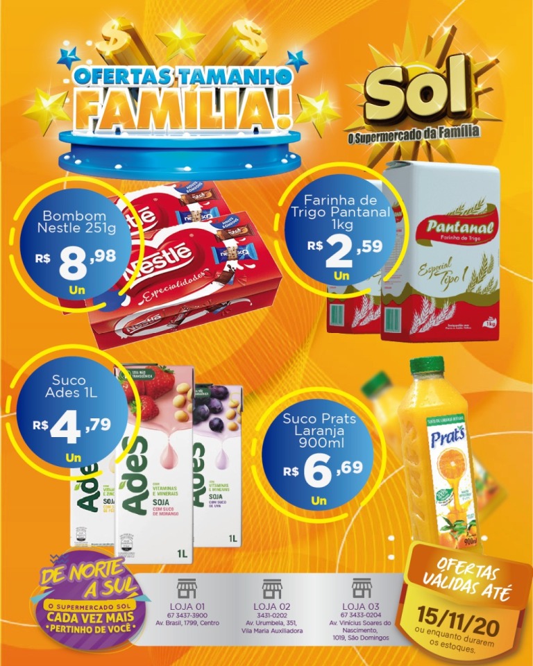 Supermercado Sol e as ofertas tamanho família
