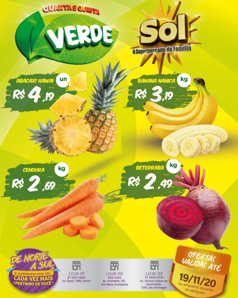 Supermercado Sol e as ofertas da quarta e quinta verde