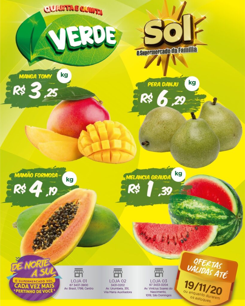 Supermercado Sol e as ofertas da quarta e quinta verde