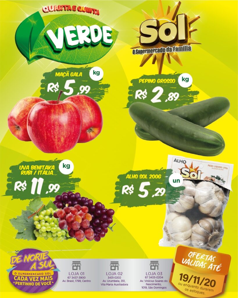Supermercado Sol e as ofertas da quarta e quinta verde