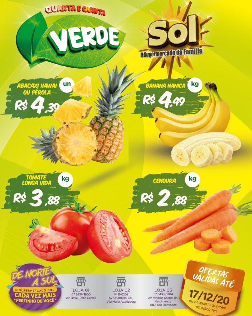 Ofertas da quarta e quinta verde no Supermercado Sol