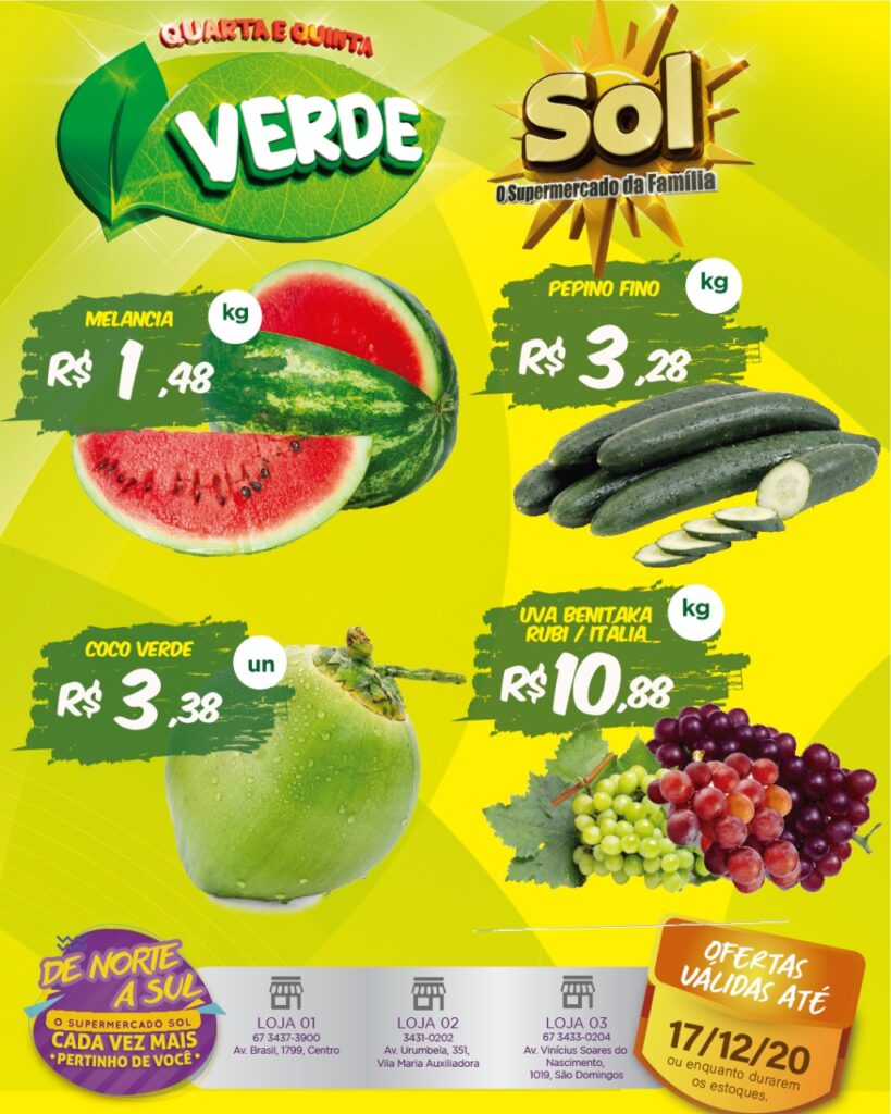 Ofertas da quarta e quinta verde no Supermercado Sol