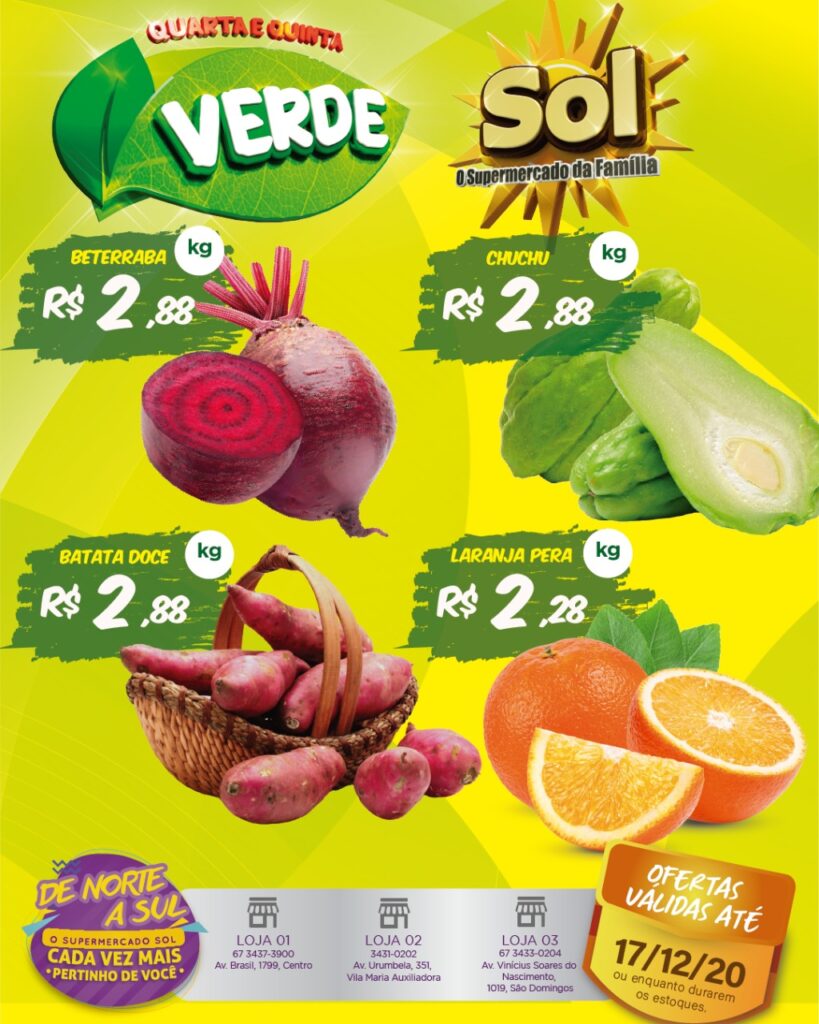 Ofertas da quarta e quinta verde no Supermercado Sol