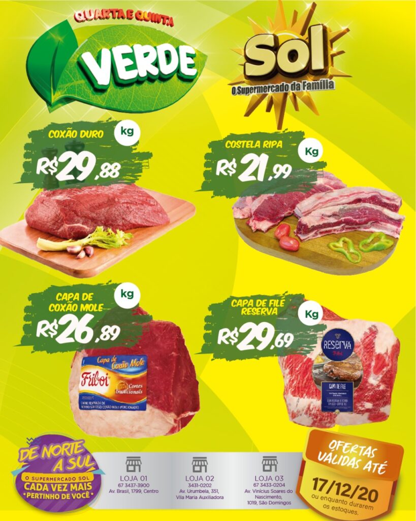 Ofertas da quarta e quinta verde no Supermercado Sol