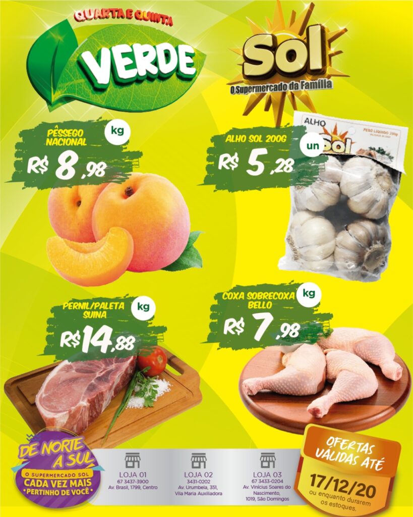 Ofertas da quarta e quinta verde no Supermercado Sol