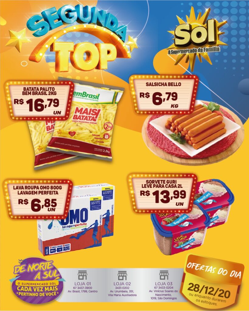 Supermercado Sol e as ofertas da segunda top