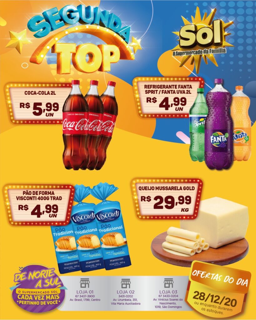 Supermercado Sol e as ofertas da segunda top