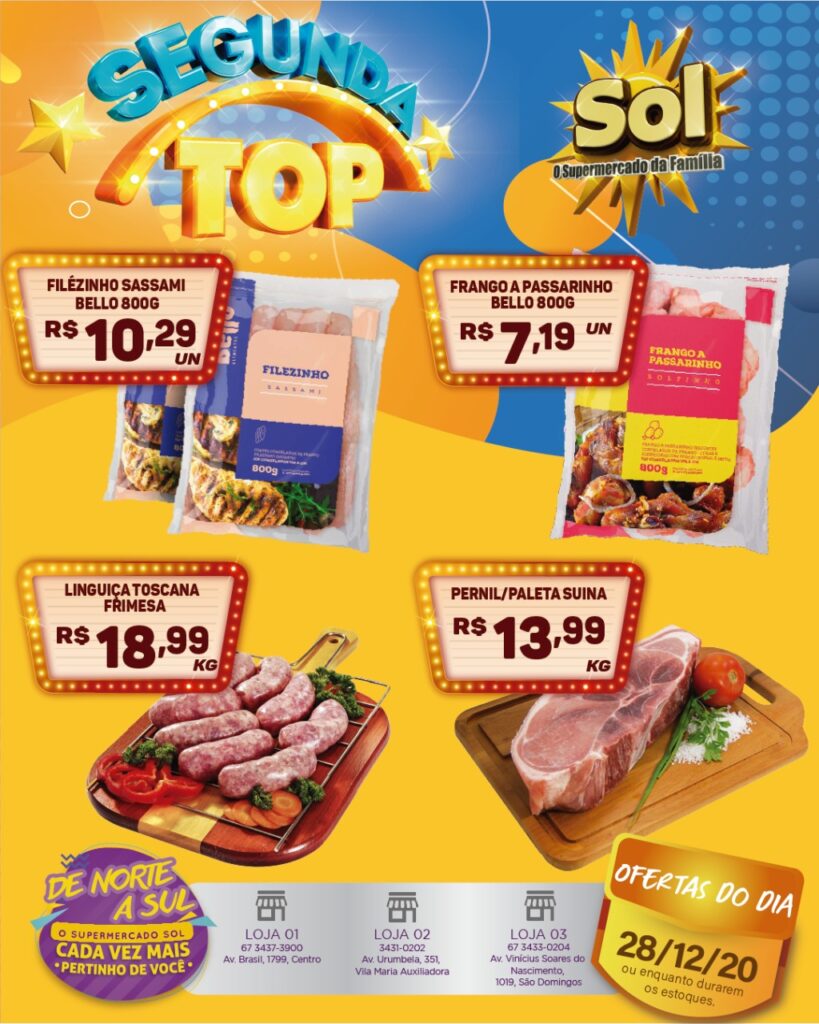 Supermercado Sol e as ofertas da segunda top