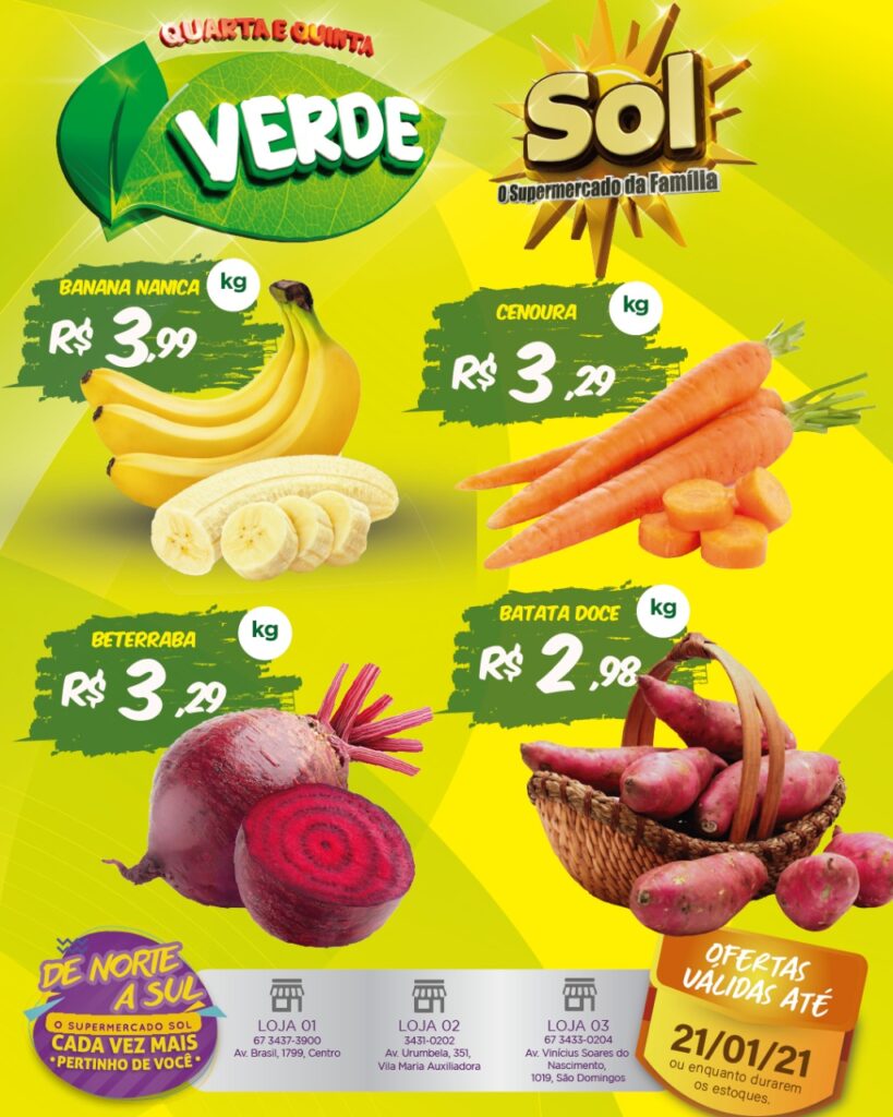 Supermercado Sol e as ofertas da quarta e quinta verde Supermercado Sol e as ofertas da quarta e quinta verde