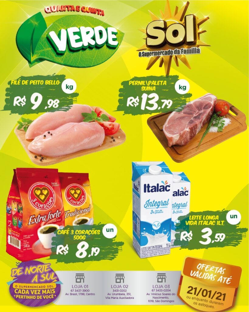 Supermercado Sol e as ofertas da quarta e quinta verde Supermercado Sol e as ofertas da quarta e quinta verde