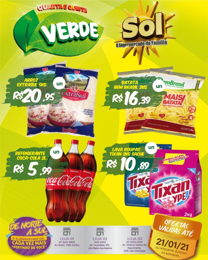 Supermercado Sol e as ofertas da quarta e quinta verde Supermercado Sol e as ofertas da quarta e quinta verde