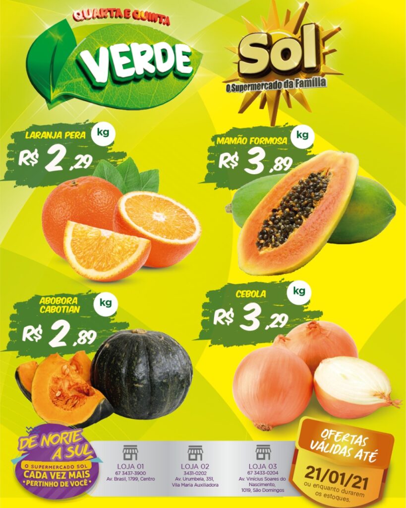 Supermercado Sol e as ofertas da quarta e quinta verde Supermercado Sol e as ofertas da quarta e quinta verde