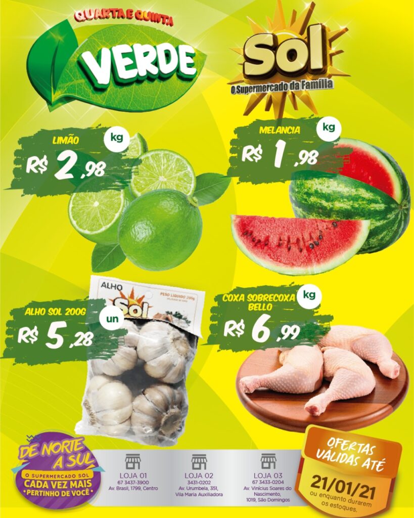 Supermercado Sol e as ofertas da quarta e quinta verde Supermercado Sol e as ofertas da quarta e quinta verde
