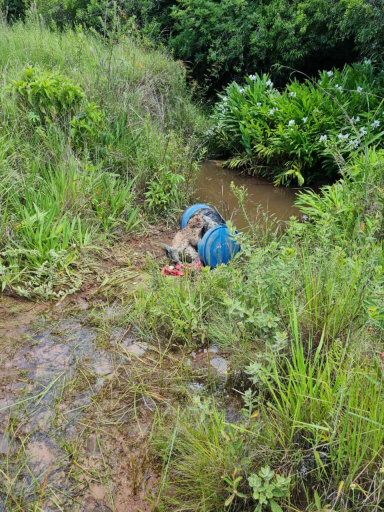 Em Ponta Porã, corpo concretado é encontrado dentro de galão