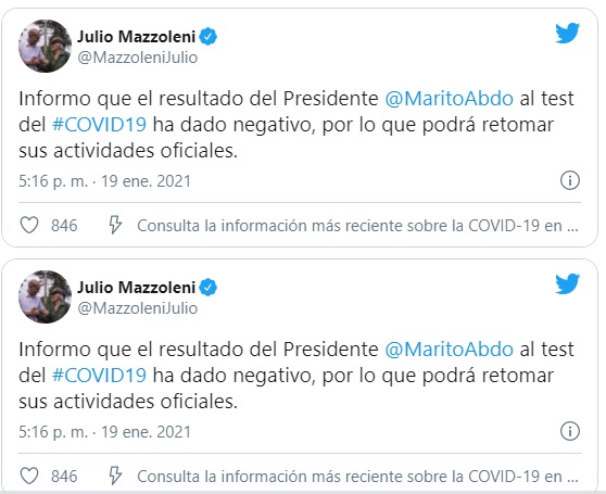 Mario Abdo vuelve a dar negativo a pruebas de Covid-19 Mario Abdo vuelve a dar negativo a pruebas de Covid-19