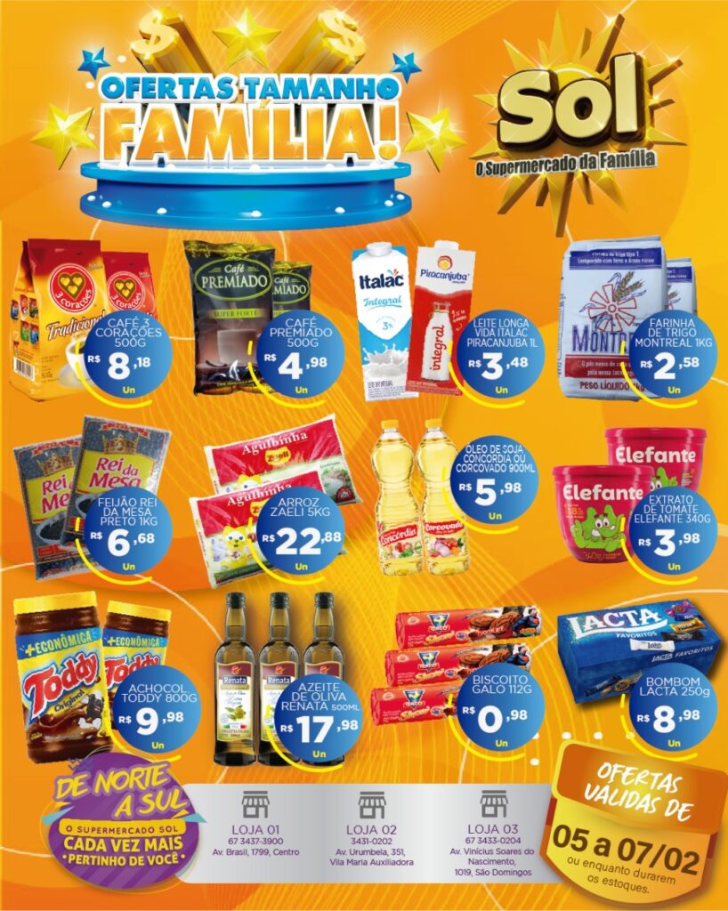 Supermercado Sol e as ofertas tamanho família