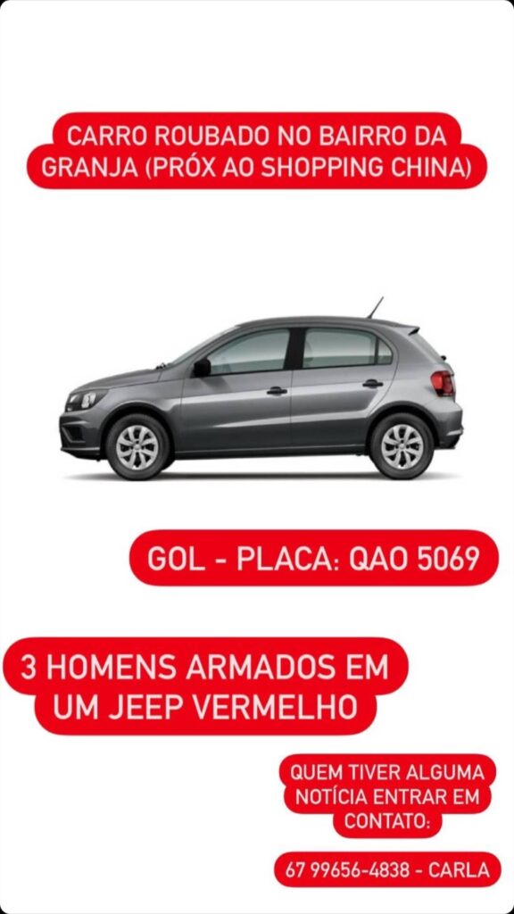Em Ponta Porã, 03 homens armados roubam carro no bairro da Granja Em Ponta Porã, 03 homens armados roubam carro no bairro da Granja