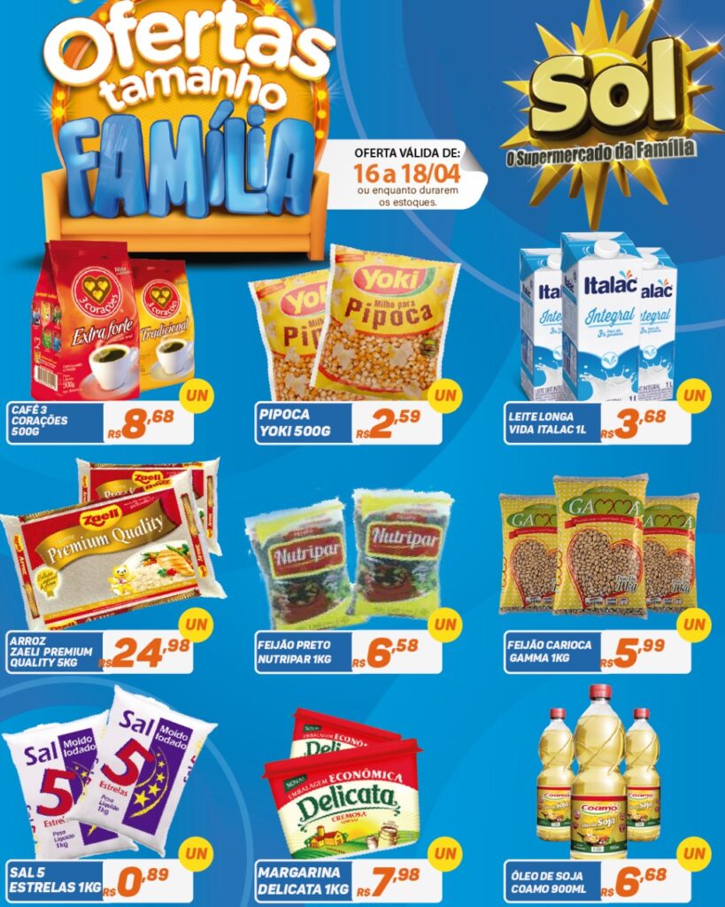 Supermercado Sol e as ofertas tamanho família