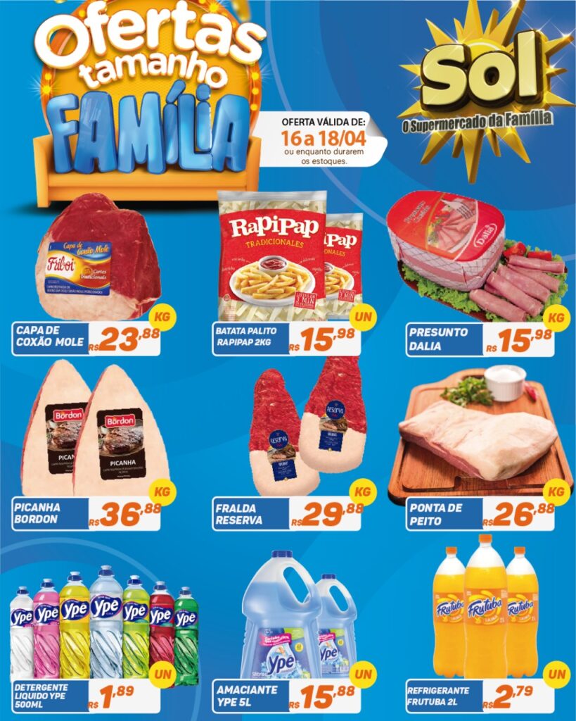 Supermercado Sol e as ofertas tamanho família