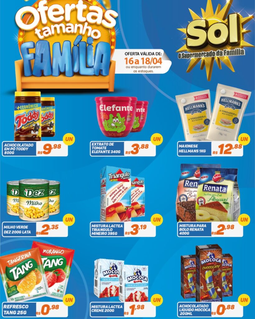 Supermercado Sol e as ofertas tamanho família