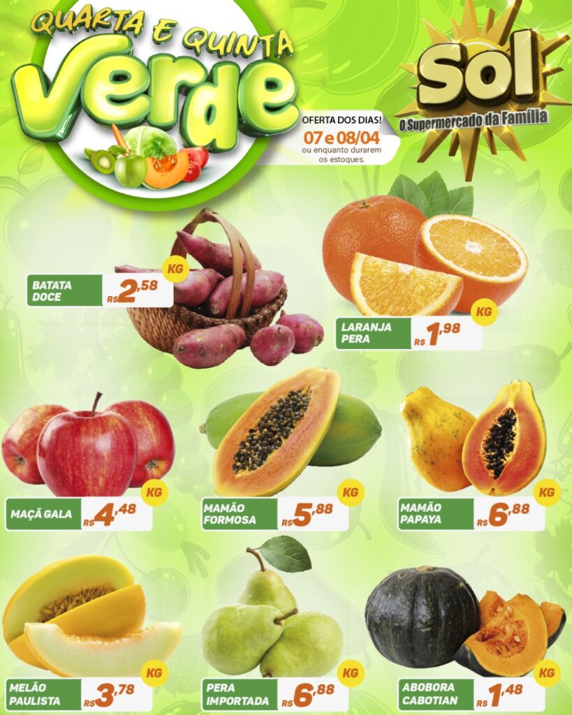 Supermercado Sol e as ofertas da quarta e quinta verde