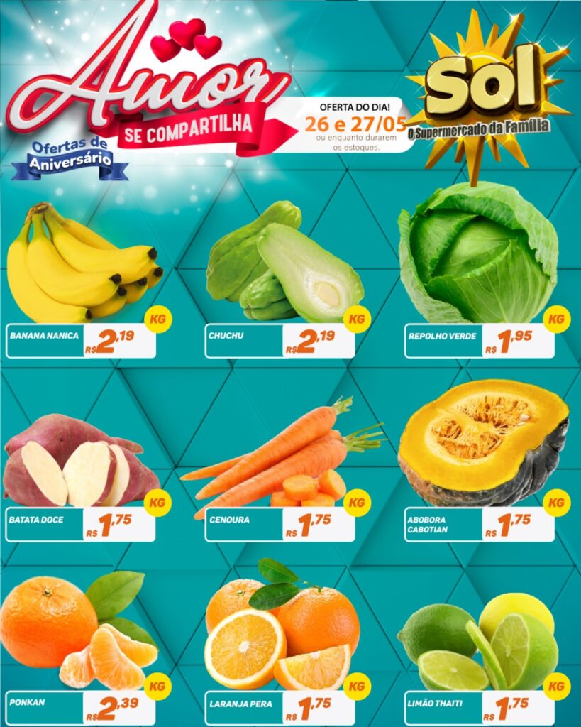Supermercado Sol e as ofertas da aniversário para essa quarta-feira (26)