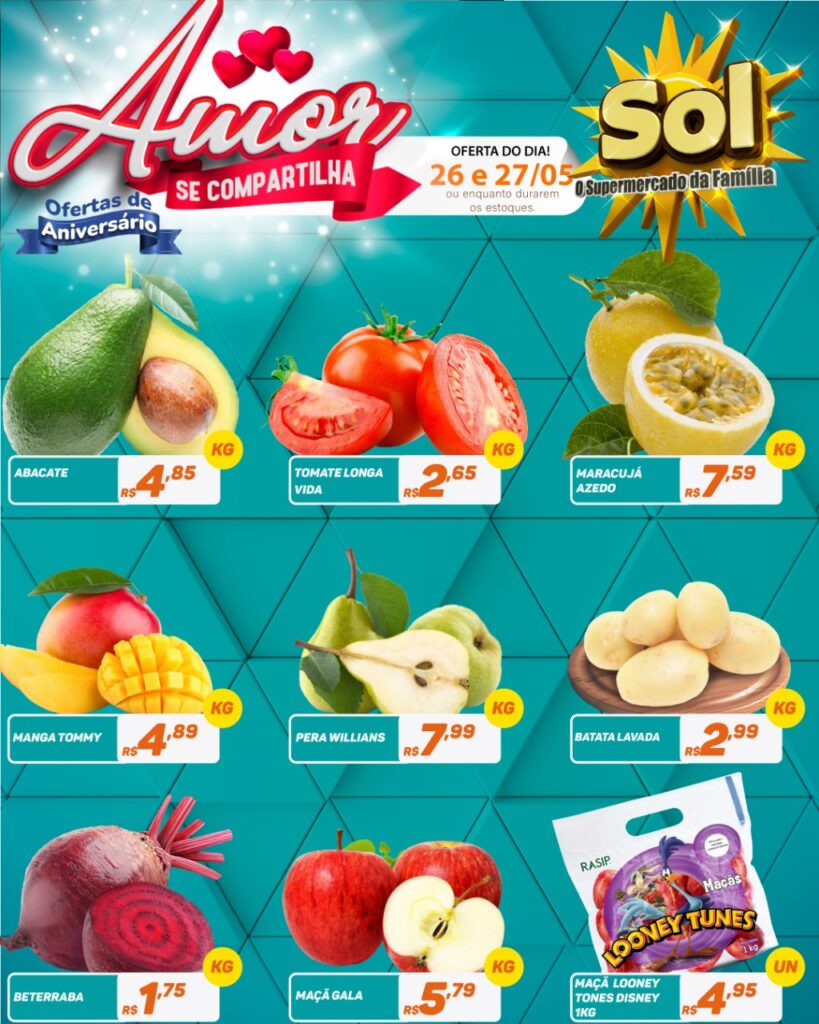 Supermercado Sol e as ofertas da aniversário para essa quarta-feira (26)