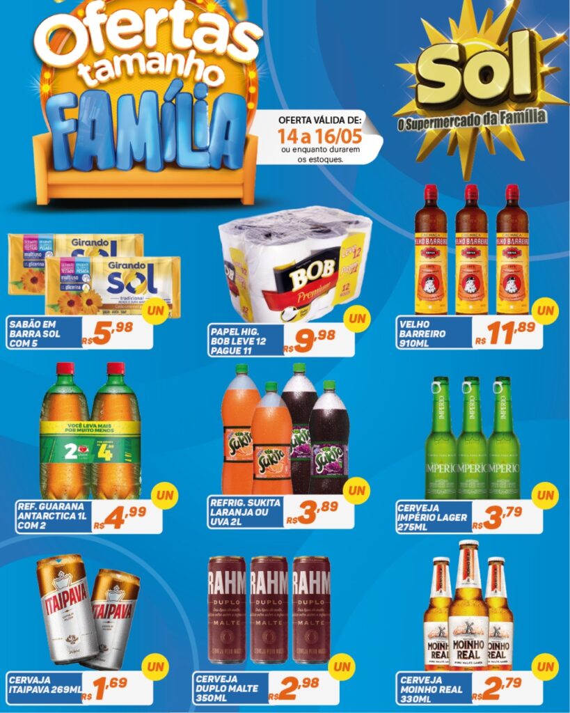 Confira as ofertas tamanho família do Supermercado Sol