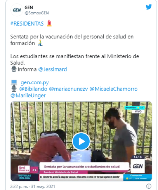 Estudiantes de medicina exigen ser vacunados contra el COVID-19 para hacer sus prácticas en hospitales Estudiantes de medicina exigen ser vacunados contra el COVID-19 para hacer sus prácticas en hospitales