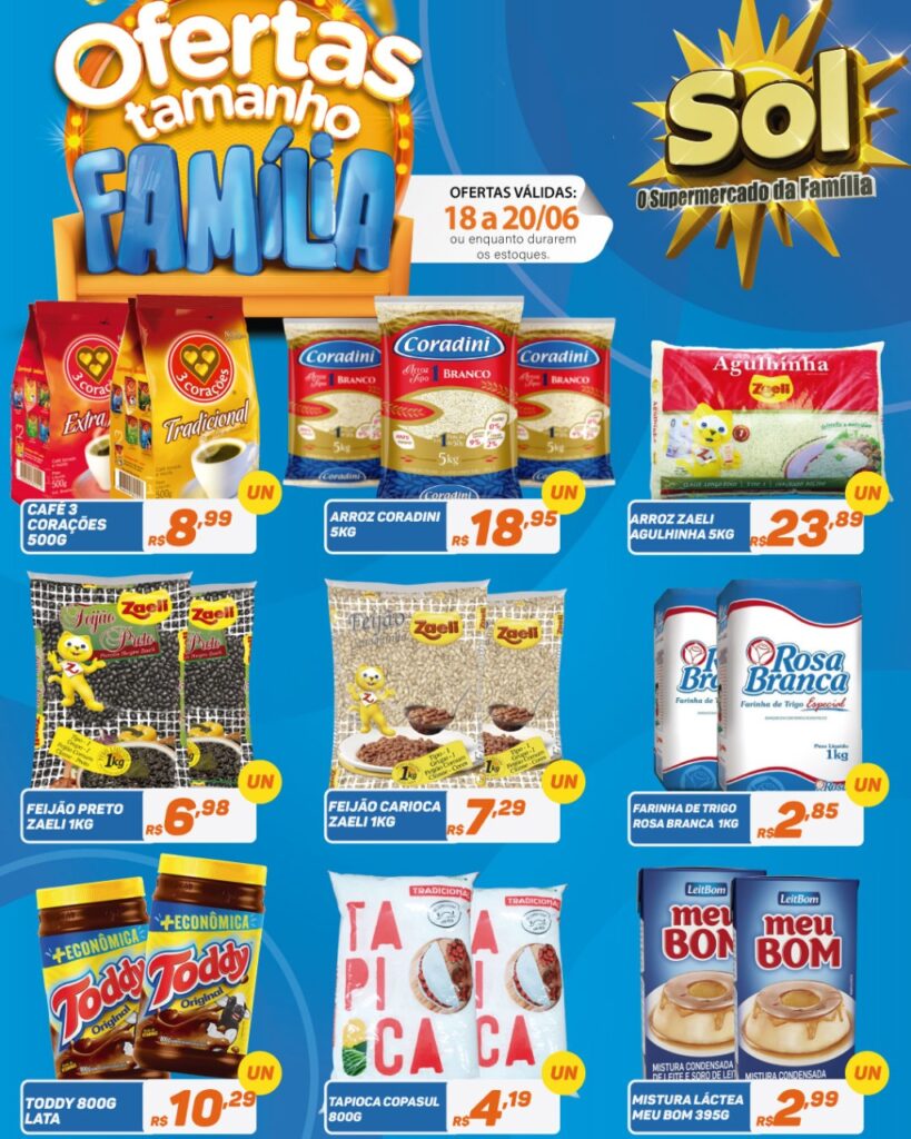 Supermercado Sol e as ofertas tamanho família