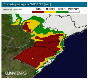 Massa de ar polar derruba temperaturas na fronteira